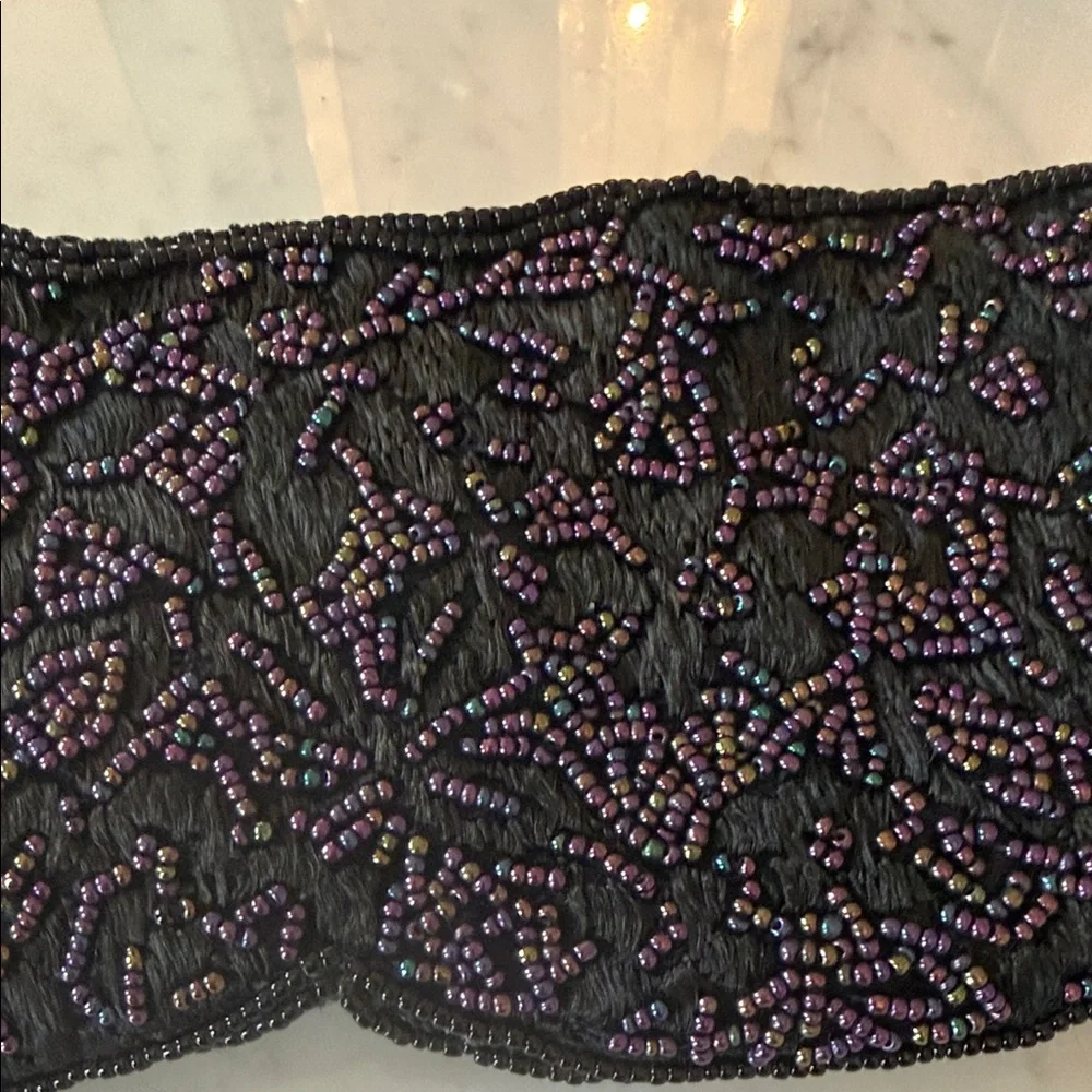 Dior Black Beaded Belt with Iridescent Purple Accents - Picture 2 of 7